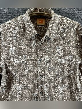 Hugo Boss Orange Dress Shirt Mens S‎ Slim Fit Damask/Baroque Pattern 100% Cotton